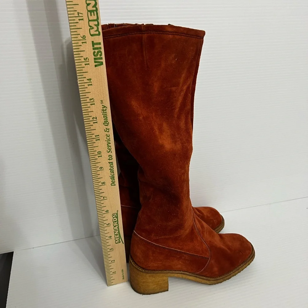 Idlers long suede boots red Sz 6M